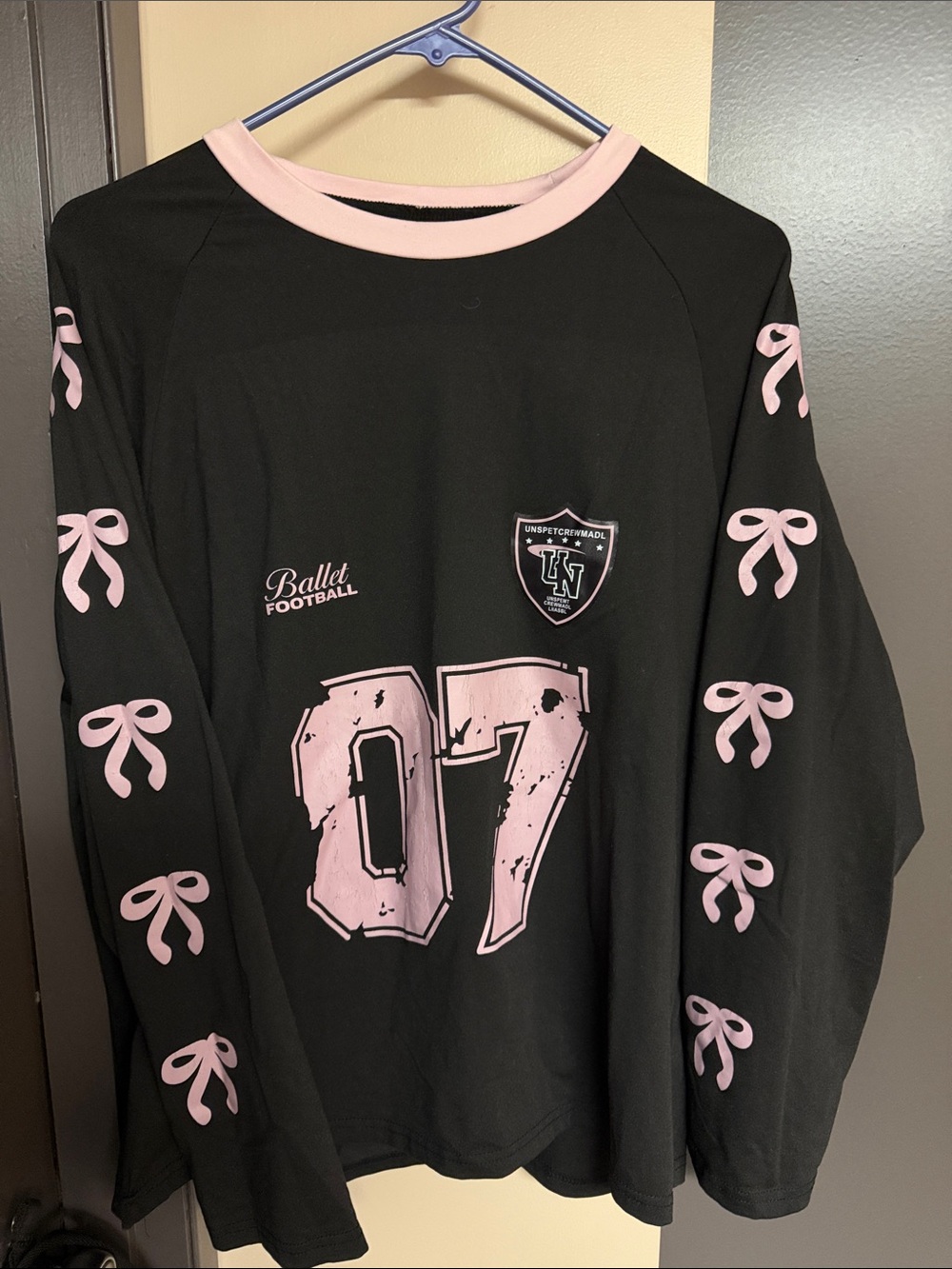 Kids Black & Pink '07 Graphic Football Top
